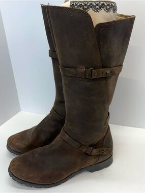 Teva De La Vina EU 39.5 US 8.5 Brown Leather Tall Riding Boots Waterproof Flat